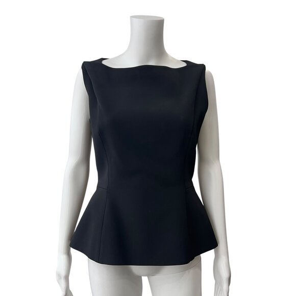 Christian Dior Black Peplum Tank Top Silk Boat Neck Blouse size 8/IT 44 - Picture 1 of 7